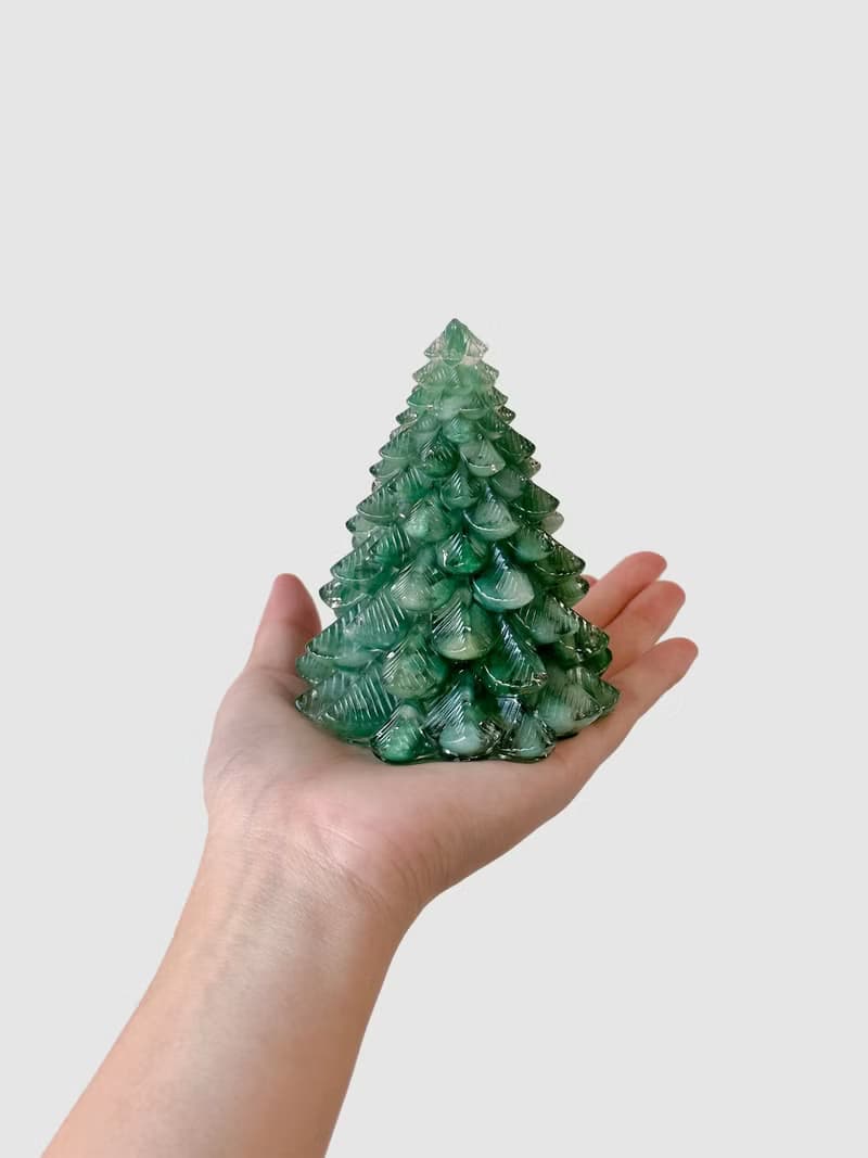 【聖誕禮盒】水晶聖誕樹+雷雕燈座 | 交換禮物 聖誕禮物 | 橄欖石