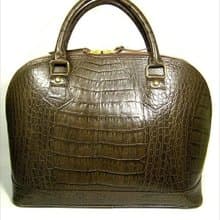 クロコダイル 型押し牛革ハンドバッグ