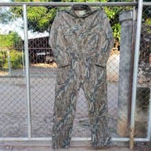 Vintage 80s Mossy Oak Full Foliage Camo Hunting Cotton Coveralls Size LG