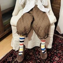 菱格紋咖啡鋪棉保暖長褲 / 褲子 童裝