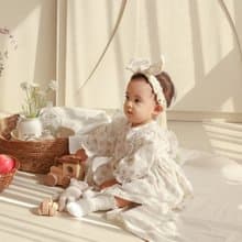 lovely pure beige flower cotton baby bodysuit