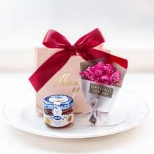 簡約精緻小禮袋-迷你乾燥花束+hero蜂蜜(紅色緞帶+粉色袋) 感謝禮