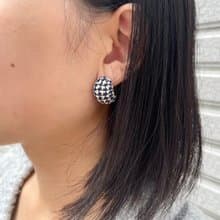 耳飾 • 經典格紋耳環 • 米藍配色