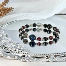 女王律令水晶手鍊 - 醫療鋼/鷹眼石/黑髮晶/黑碧璽/紅石榴石