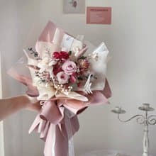 【情人節花束】奶茶色 七夕送禮 永生花束 情人節禮物 告白 七夕