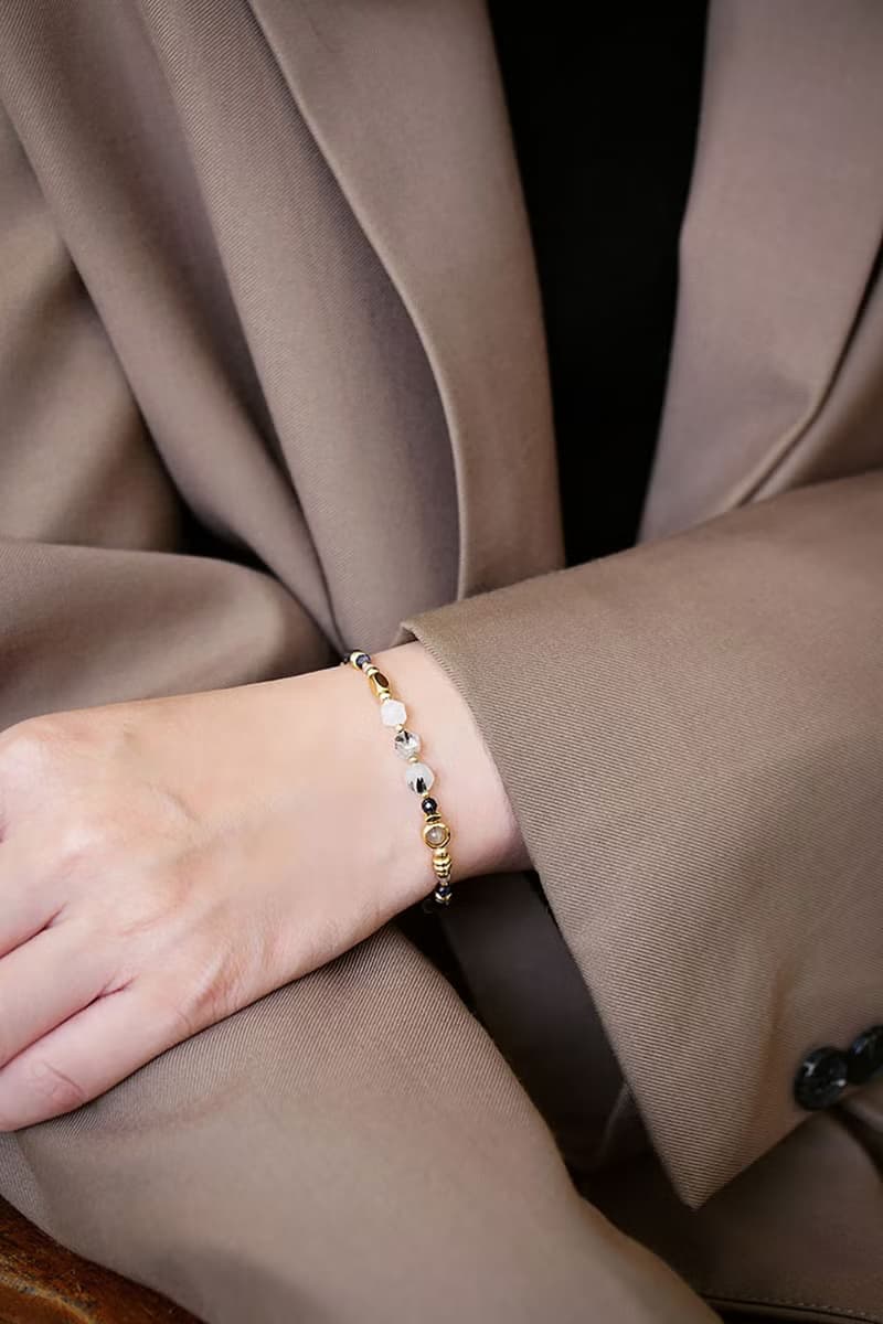 事業 x 黑髮晶 拉長石 藍金沙 18K金 手作 磁扣【星空浩瀚】手鍊