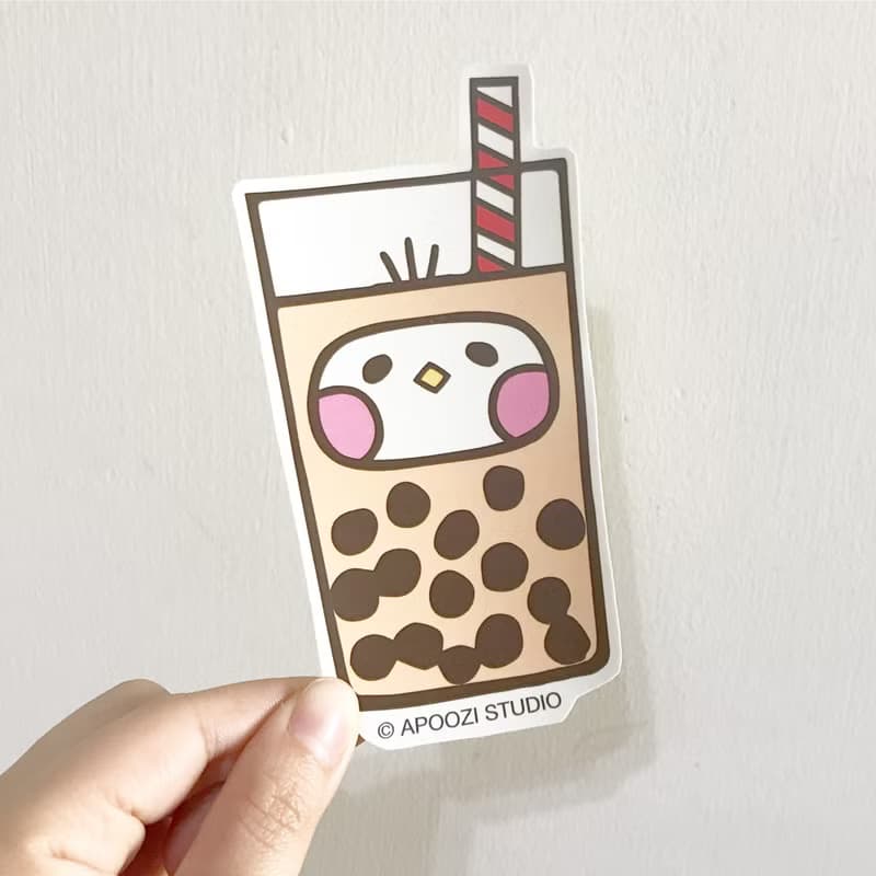 珍珠奶茶 行李箱貼紙