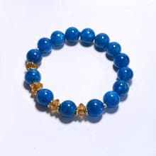 天然礦石 藍磷灰 10.5 mm 澄碧璽 925純銀 手鍊