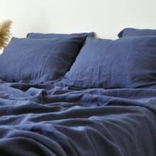 Indigo linen flat sheet / Linen bedsheet / Softened stonewashed linen sheet
