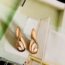 vintage jewelry Trifari 粉色琺瑯美型 夾式耳環