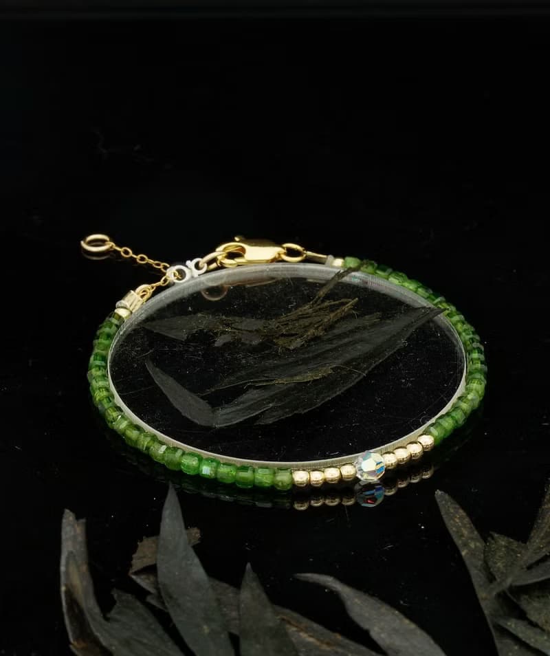 日本 Cenfill 鋼絲 2.5mm 綠透輝 14KGF Swarovski 水晶手鍊