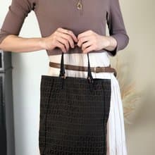 【 日本直送　名牌中古包 】FENDI フェンディ ズッキーノ トートバッグ ブラウン ジャガード vintage ヴィンテージ オールド 6duur4