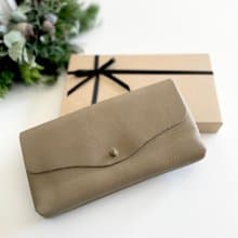 牛シュリンクレザーと牛スエードのシンプル長財布【モカ】