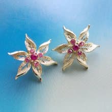 Vintage Jewelry SARAH COV  Fashion Flower 夾式耳環