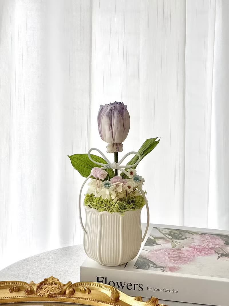 嗜花所 - 鬱金香乾燥花 盆花 情人節花束 乾燥花束 擴香花束