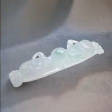 冰飄花翡翠巧雕雙牛如意 | 天然緬甸玉A貨翡翠 | 送禮