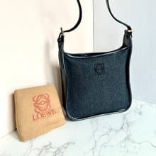 絕版中古包 Loewe 黑灰色拼皮流浪包 側背包 單肩包 二手古董包
