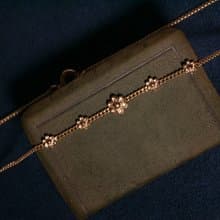 1900s 法國 新藝術時期 小花串包金短項鍊