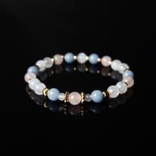 天使的祝福 // 月光石粉水晶天使石 手鍊 // 人緣 桃花 溝通 療癒