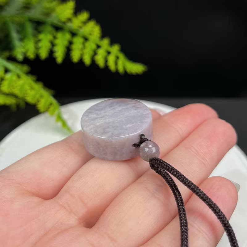 天然 豆沙粉珊瑚玉吊墜 冰潤玉化胖圓牌光面菊花玉項錬 辟邪招財