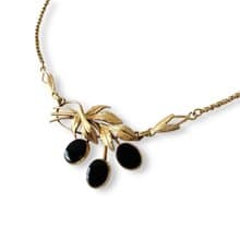 Vintage Van Dell 1950s necklace 12k goldfilled  black onyx stones USA jewelr