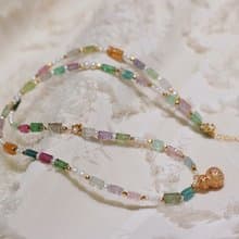 天然碧璽項鏈搭配淡水珍珠古法銀葫蘆福祿安康平安喜樂聖誕禮物