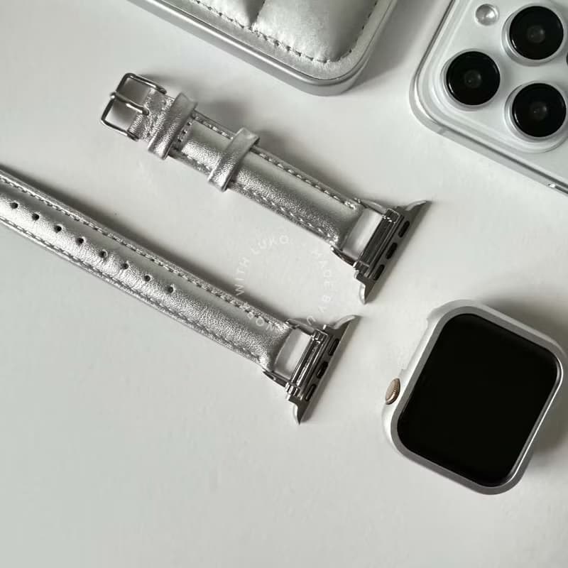 Apple Watch | 訂製感 | 正銀色極簡軟真皮錶帶