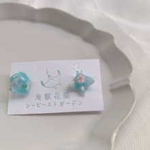 【小耳釘系列】櫻空礦石 不對稱耳環 耳針/耳夾