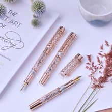 【鋼筆】花神 | 玫瑰金花形幾何 纖巧透明 精品書寫文具