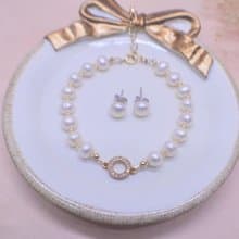 淡水珍珠/手鍊/花花/手作/耳環/飾物套裝