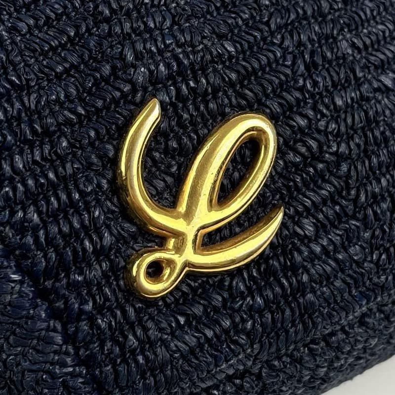稀有中古二手Loewe海軍藍黑色編織拼色側背斜孭皮革小包單肩手袋