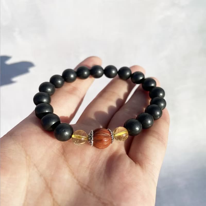 【守護】次石墨 ‧ 黃水晶 ‧ 南紅水晶手鍊/清除負能量/禮物