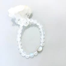 Ops Moonstone silver bracelet-月光石/藍光/純銀/極簡/彈性繩
