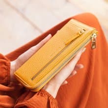 CHENSON真皮 超薄第三代8卡L型長夾 外側附獨立零錢袋(W22437)