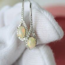Natural Opal Sterling Silver 925 Drop Earrings.