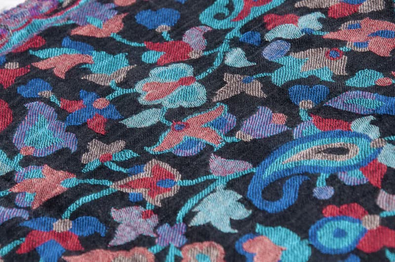 喀什米爾Cashmere/羊絨圍巾/純羊毛圍巾披巾/戒指絨披肩 保暖 暖暖 露營必備 登山必備 外出海邊 下雪-法式花朵