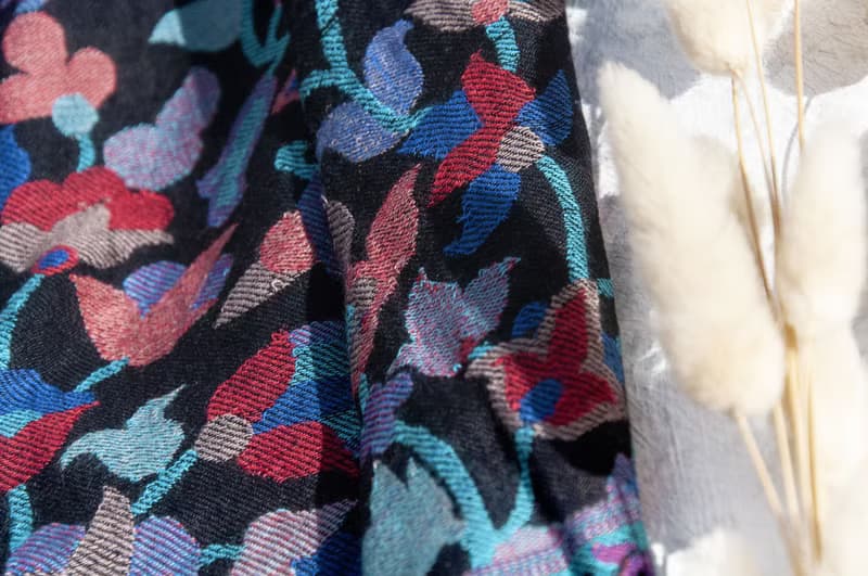 喀什米爾Cashmere/羊絨圍巾/純羊毛圍巾披巾/戒指絨披肩 保暖 暖暖 露營必備 登山必備 外出海邊 下雪-法式花朵