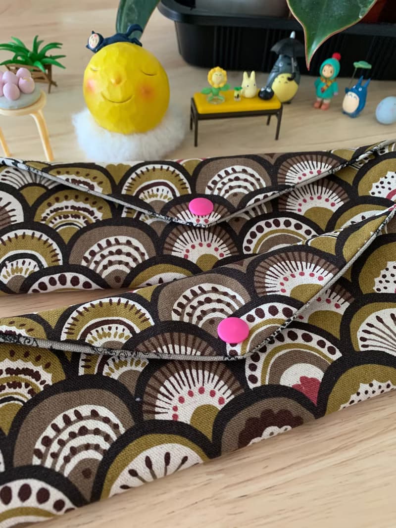 文青風環保純棉筷袋 孔雀開屏  質感原胚  海波咖啡 日本 潮物