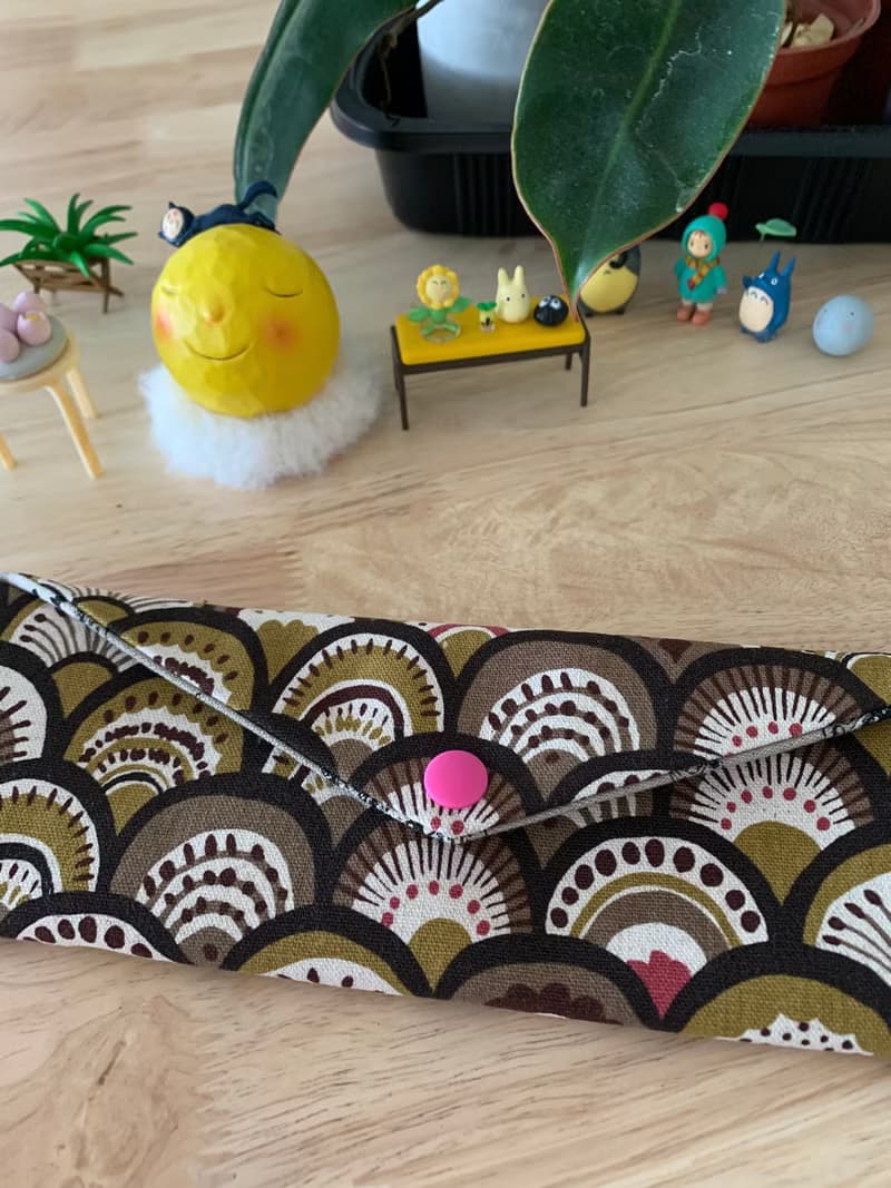 文青風環保純棉筷袋 孔雀開屏  質感原胚  海波咖啡 日本 潮物