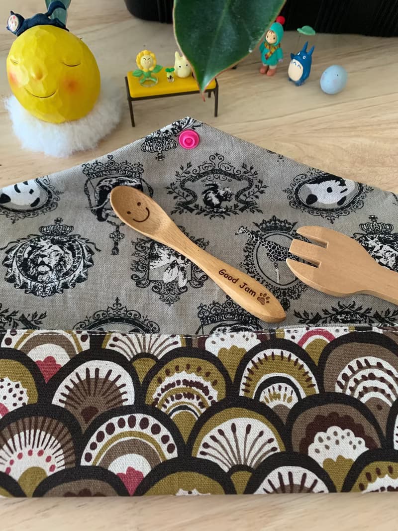 文青風環保純棉筷袋 孔雀開屏  質感原胚  海波咖啡 日本 潮物