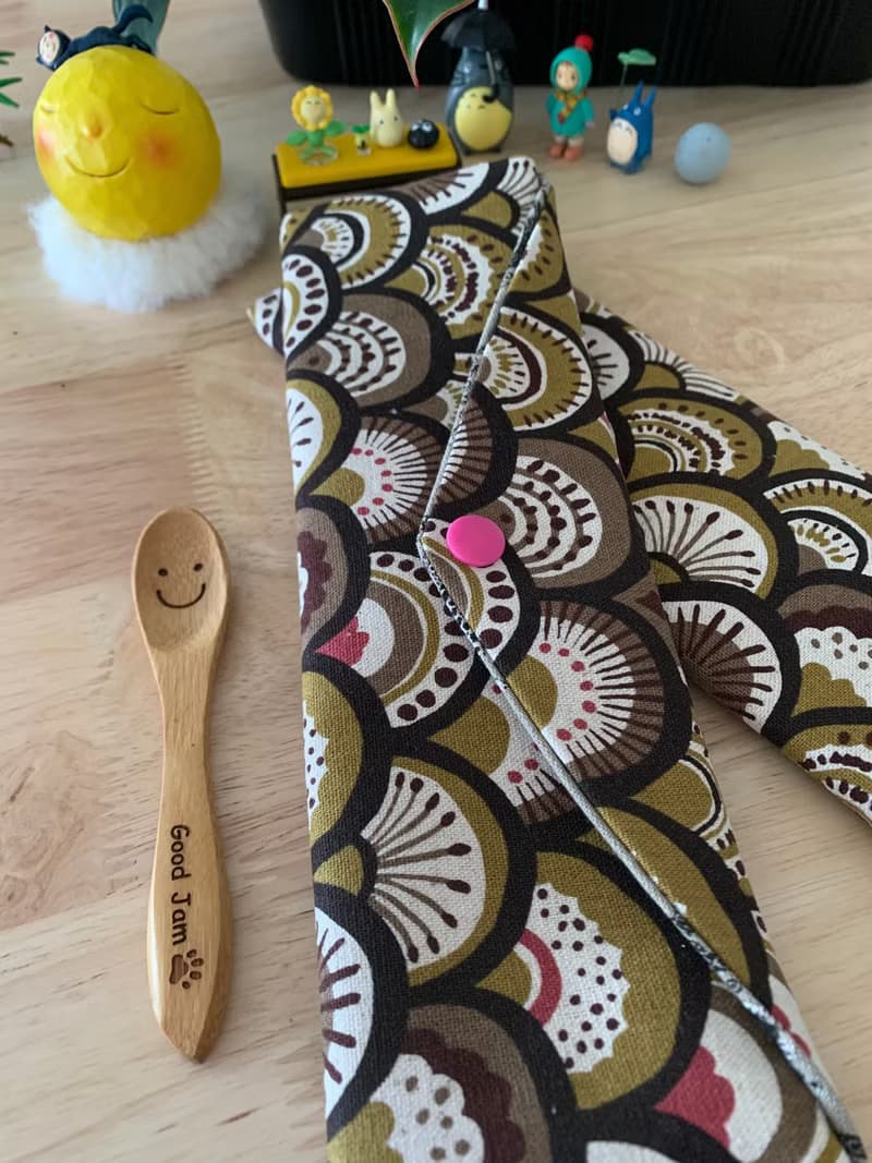 文青風環保純棉筷袋 孔雀開屏  質感原胚  海波咖啡 日本 潮物