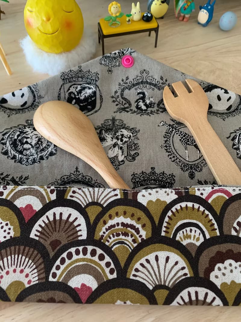 文青風環保純棉筷袋 孔雀開屏  質感原胚  海波咖啡 日本 潮物