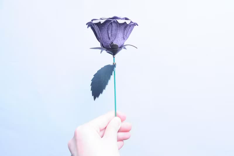 皮革玫瑰花—擦蠟紫 皮革材料包 免費壓字 皮革花 情人節禮物