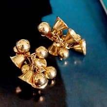 vintage jewelry  華麗金色鈴鐺  夾式耳環