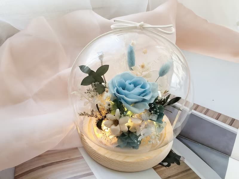 LED 永生花 玻璃罩 永生玫瑰花 乾燥花 紀念日禮物 夜燈 祝賀禮物