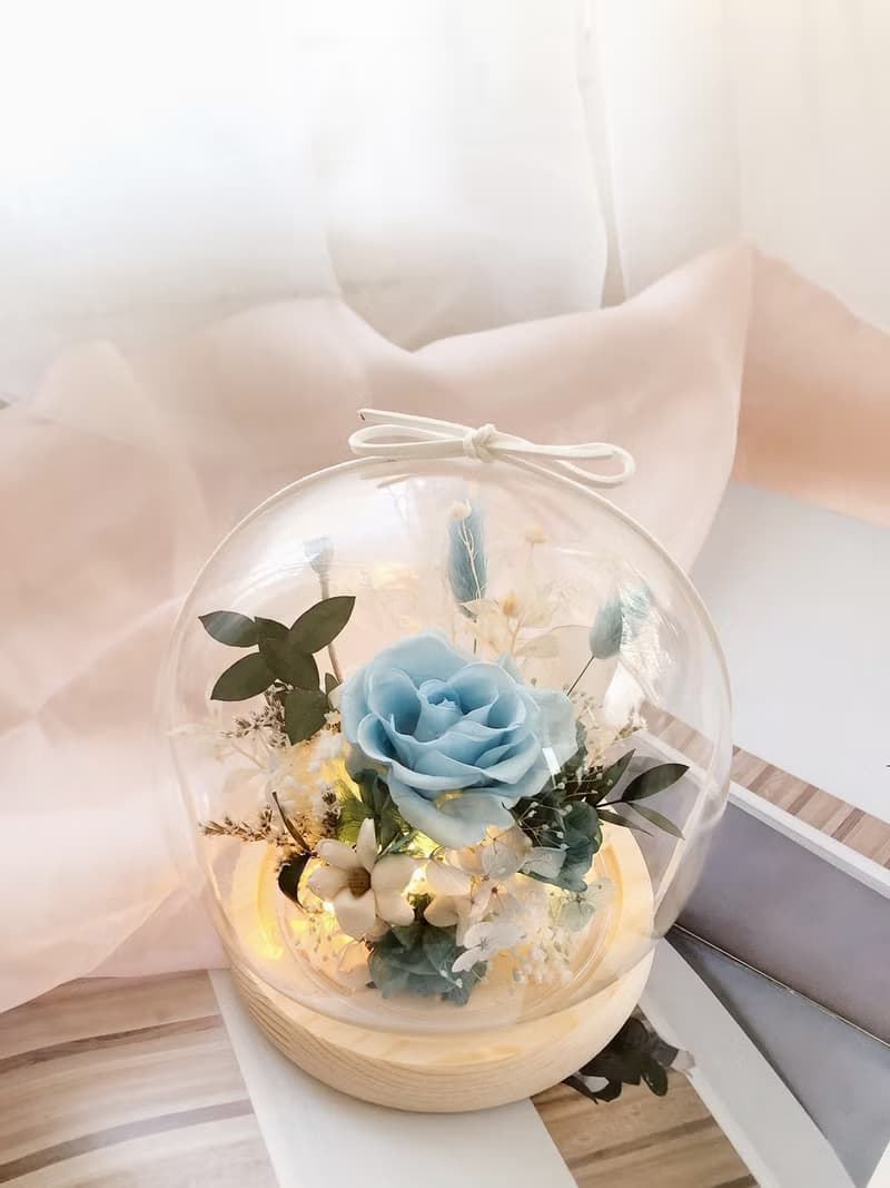 LED 永生花 玻璃罩 永生玫瑰花 乾燥花 紀念日禮物 夜燈 祝賀禮物