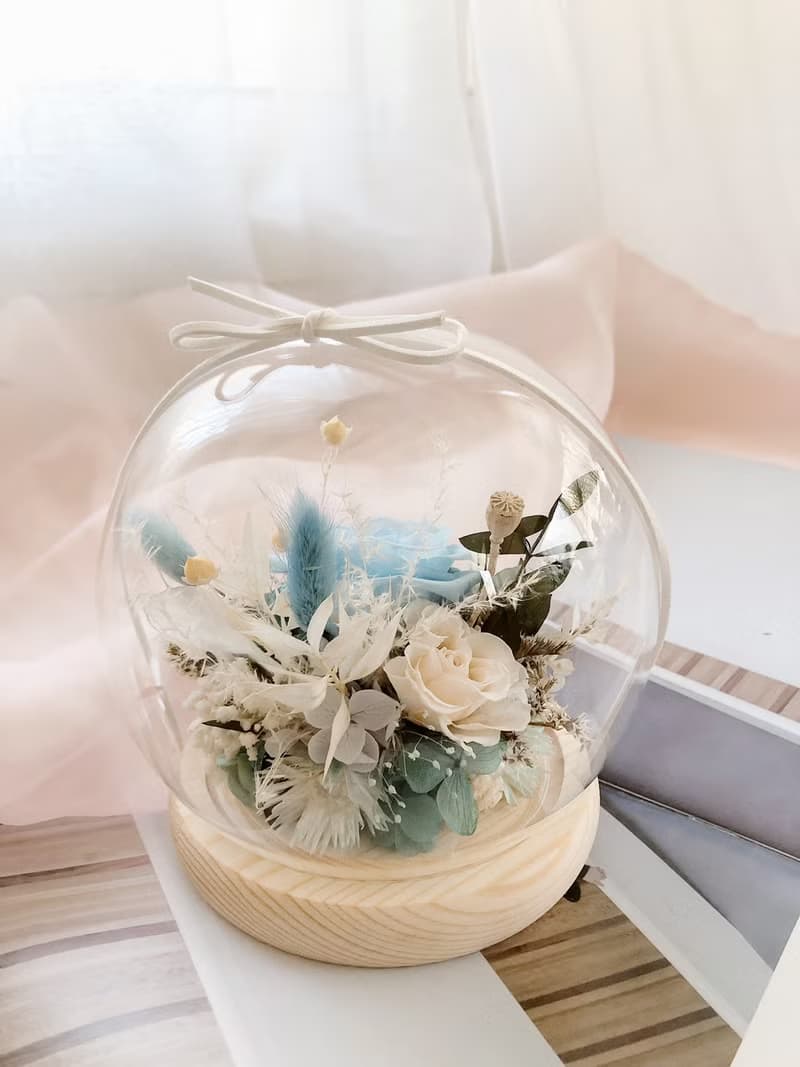 LED 永生花 玻璃罩 永生玫瑰花 乾燥花 紀念日禮物 夜燈 祝賀禮物