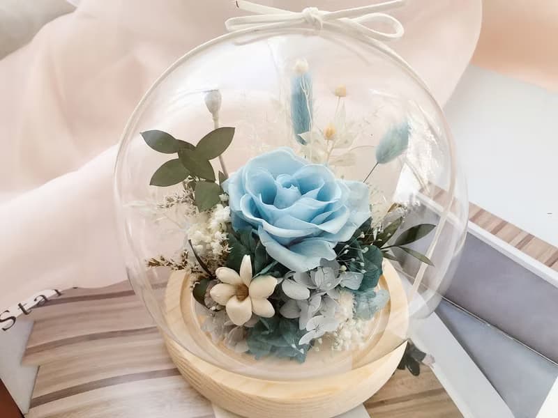 LED 永生花 玻璃罩 永生玫瑰花 乾燥花 紀念日禮物 夜燈 祝賀禮物