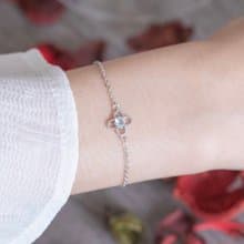 藍托帕石925純銀四葉幸運草手鍊