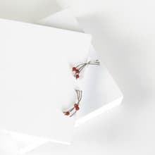 Vintage Scandinavian Abstract Red Agate Beads Silver Earrings